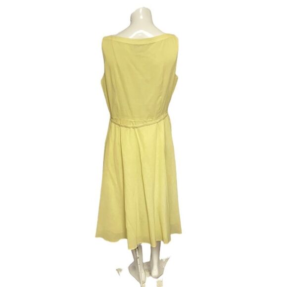 Adrianna Papell Yellow Sleeveless Cotton Lace Detail Fit Flare Midi Dress Sz 14 - Picture 2 of 7